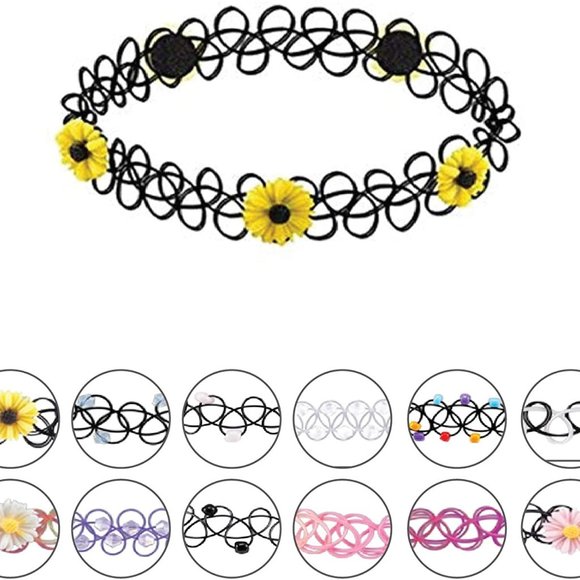 Choker Necklace Set Henna Tattoo Set of 12 - Picture 4 of 6